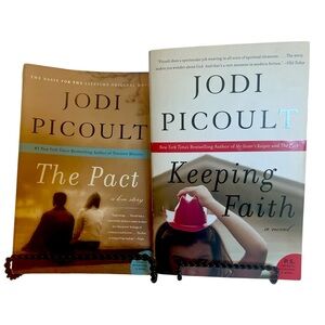 Two Paperback Fictional Novels by Jodi Picoult. “Keeping Faith” and “The Pact.”
